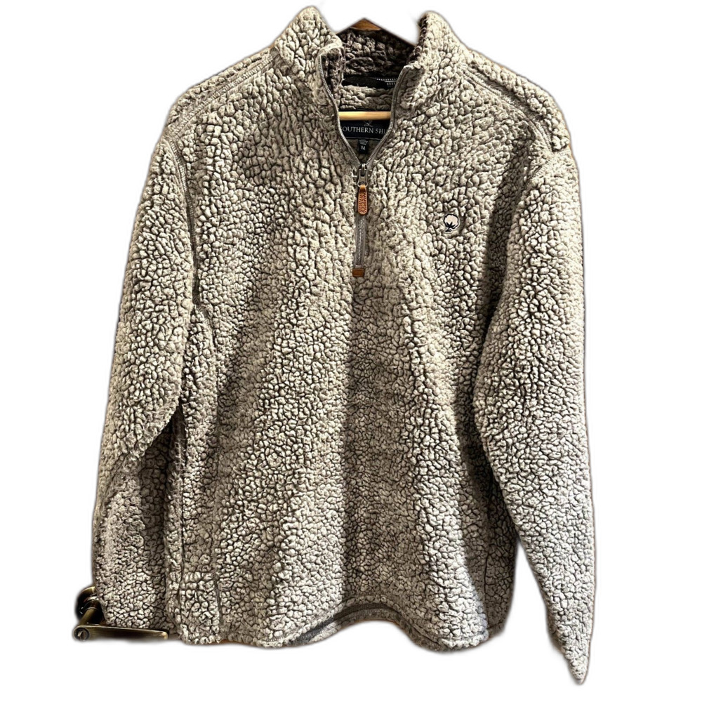 Southern Shirt Sherpa Jacket Quarter Zip Grey Fleece Shacket Women's M